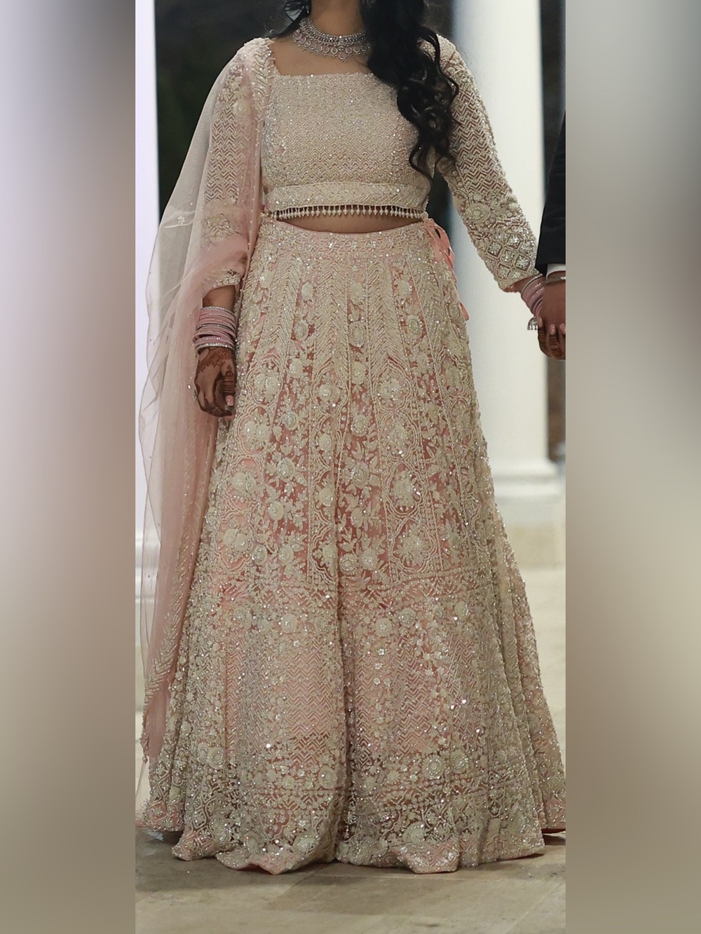 Blush Pink Embellished Bridal Lehenga Set